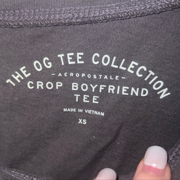 AEROPOSTALE “THE OG” TEE COLLECTION SPORTS SPLICED CROPPED BOYFRIEND TEE//SZ XS - Picture 3 of 5